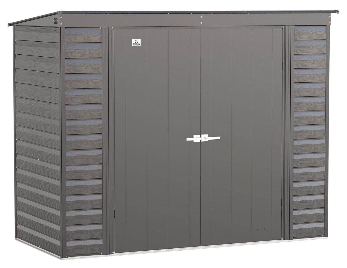 Select Galvanized Steel Storage Shed, Charcoal, 8-ft x 4-ft