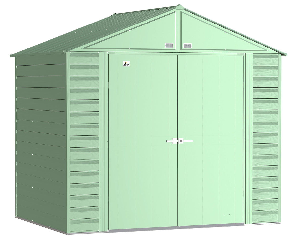 Select Galvanized Steel Storage Shed, Sage Green, 8-ft x 6-ft
