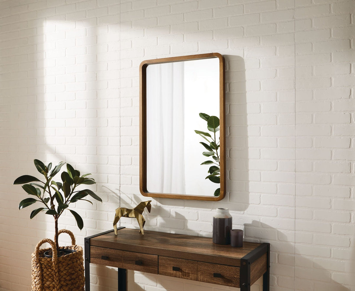 Springside Pearwood Rectangular Wall Mirror, Brown, 24 x 36-in