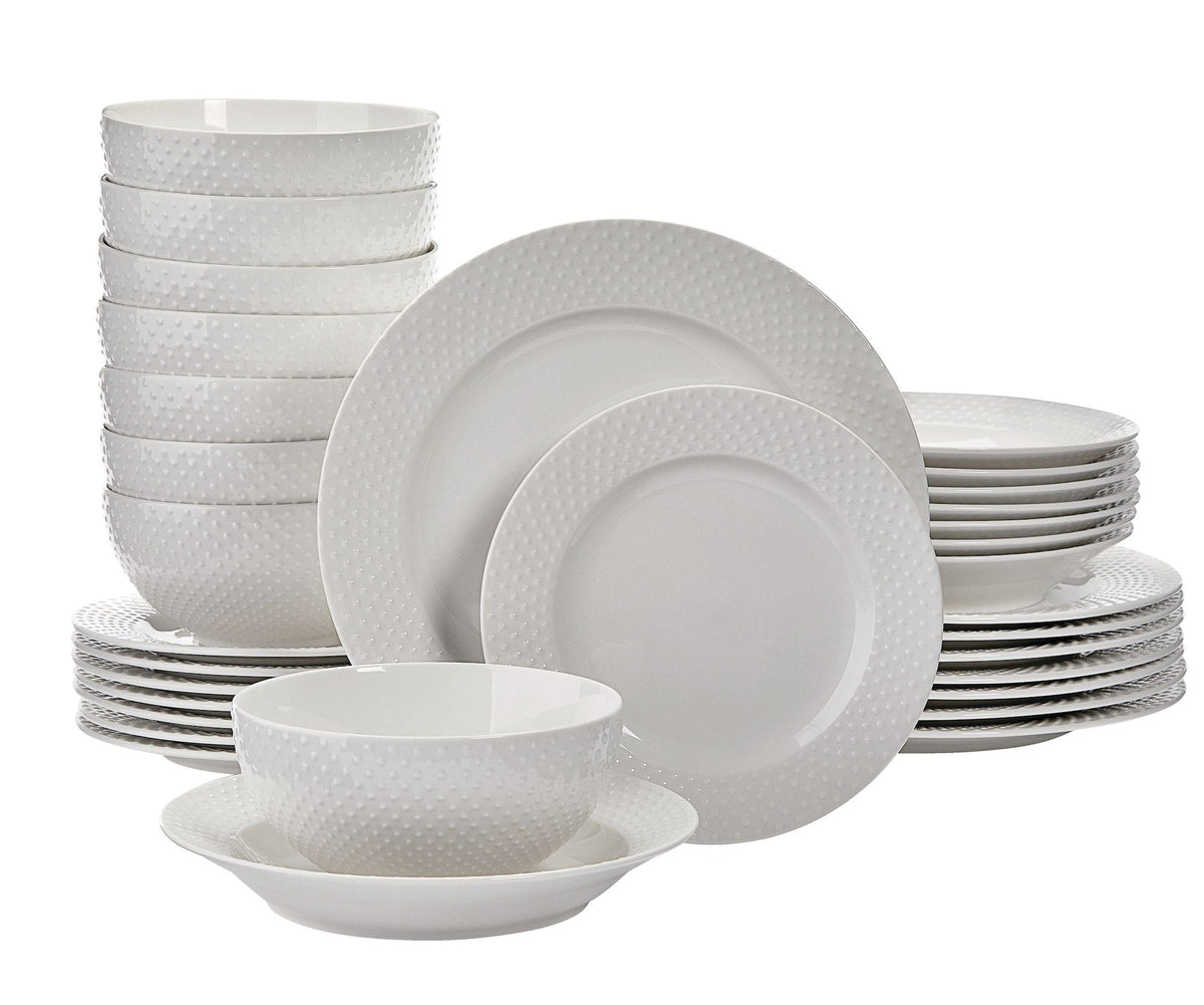 Westbrooke Stoneware Dotted Dinnerware Set, Serves 8, 32-pc, White