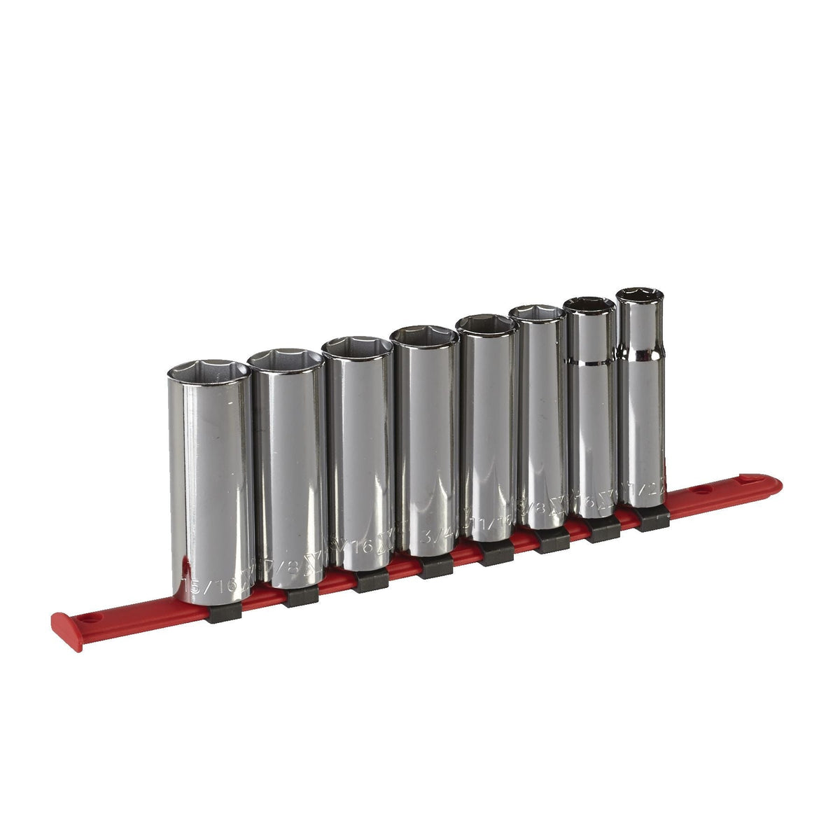 1/2-in Drive 6 Pt. Deep Socket Set, SAE, Nickel-Chrome Plating, 8-pc