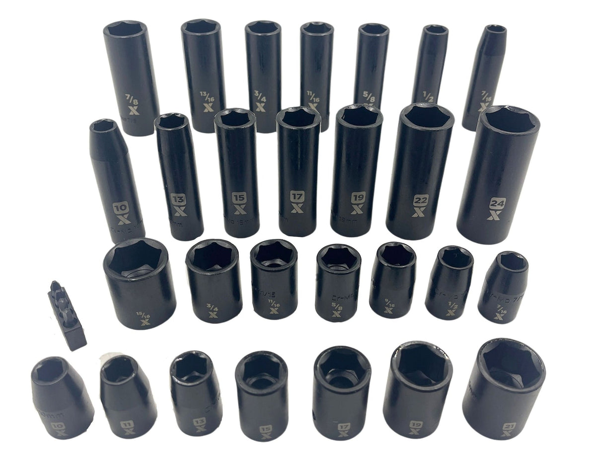 1/2-in Drive Professional Grade Impact Socket Set, 28-pc, CRMO