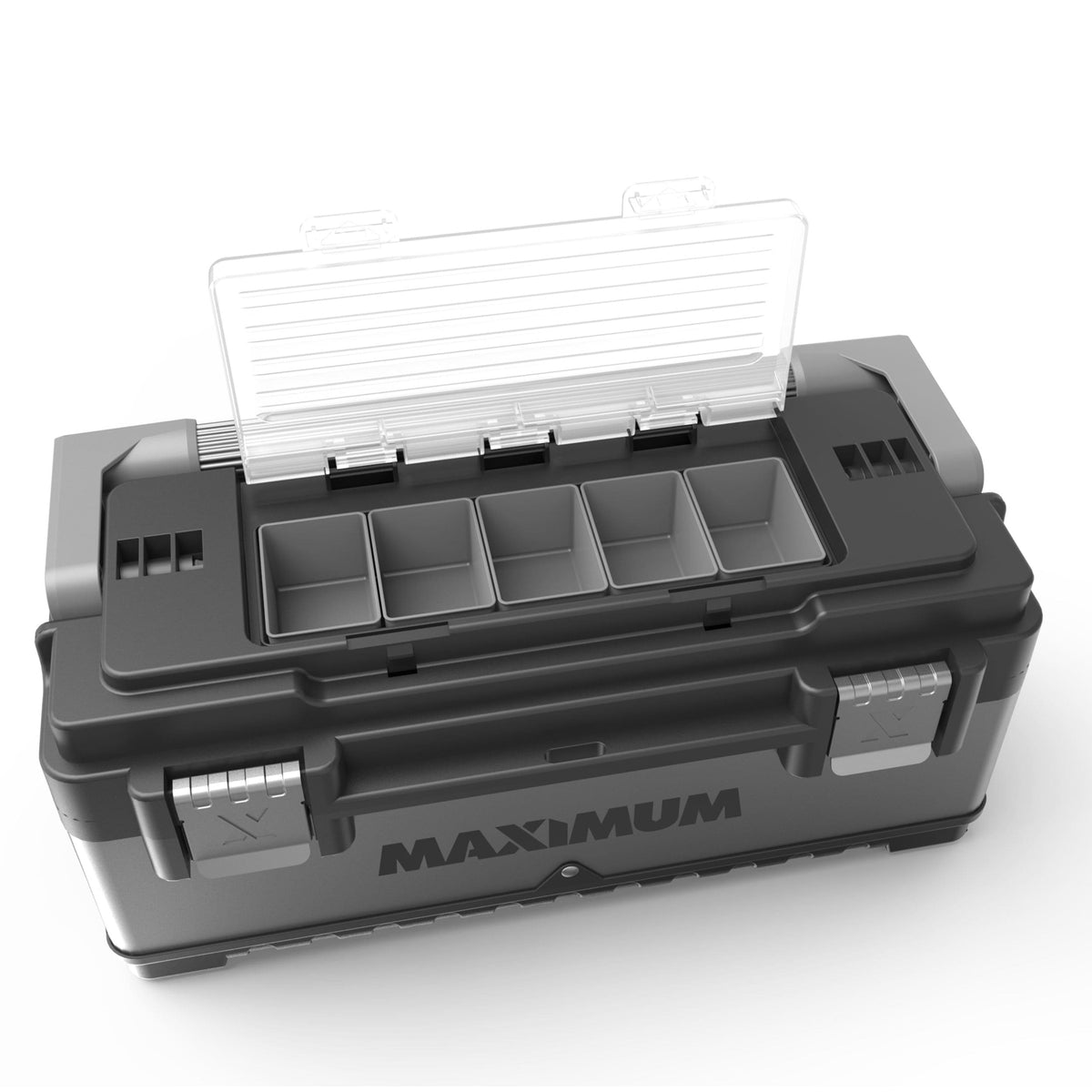 Portable Plastic & Metal Tool Box with Removable Tray & Organizer, Black, 20-in