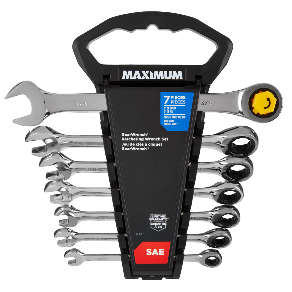 Ratcheting Wrench Set, SAE, Nickel-Chrome Plating, 7-pc