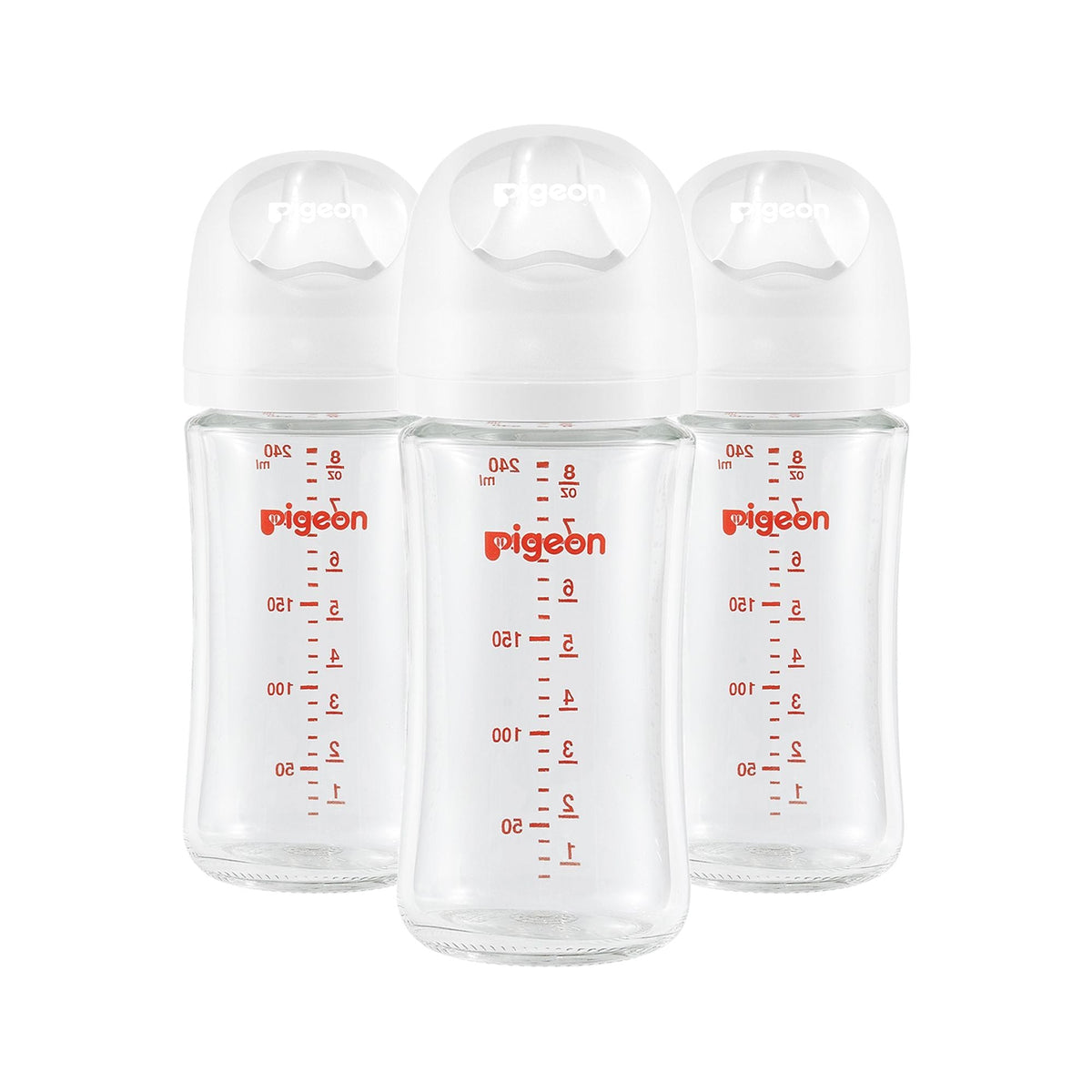 Glass Bottle with Silicone Nipple (M), 8-oz, 3 Months+, 3-pk