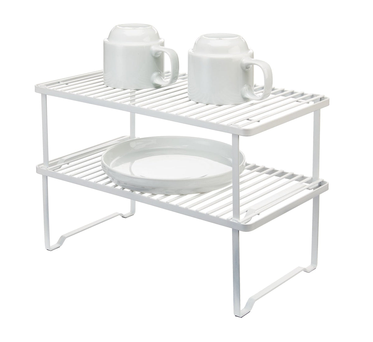Linear Stackable Storage & Organizer Shelf Rack For Kitchen Cupboard/Cabinet, White