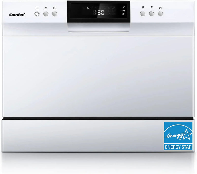 Countertop Dishwasher, Energy Star Portable Dishwasher, 6 Place Settings & 8 Washing Programs, Speed, Baby-Care, ECO& Glass, Dish Washer for Dorm, RV& Apartment, Black S1618