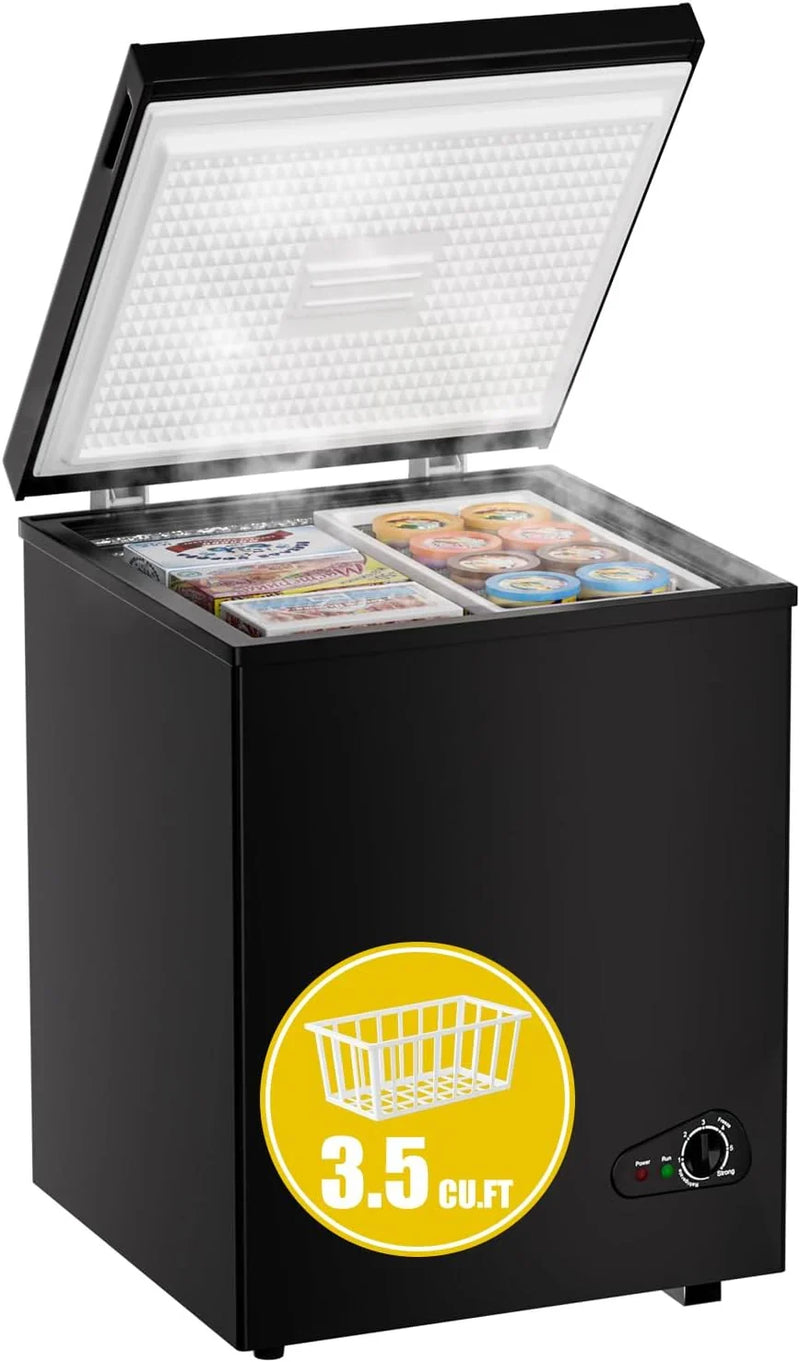 7.0 Cu Ft Chest Freezer - Energy Efficient & Quiet Mini Freezer with Adjustable Thermostat - Compact Deep Freezer for Home, Apartment, and Garage - Removable Basket & Defrost Drain M8436