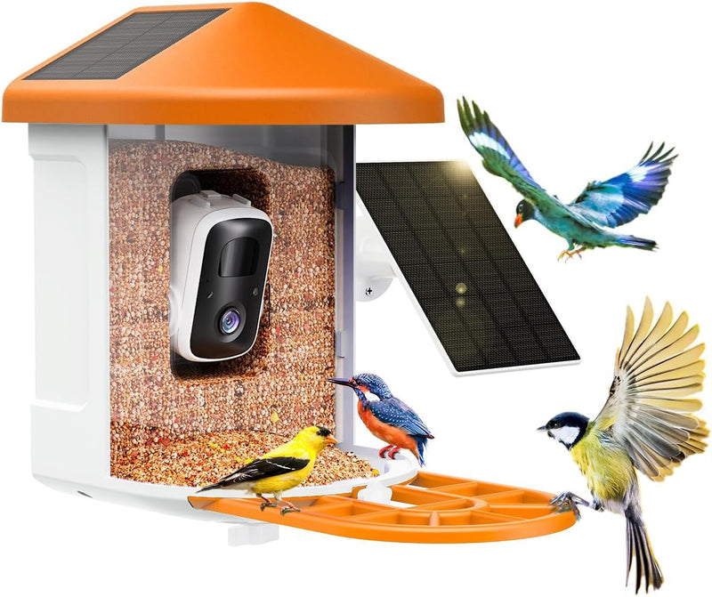 Bird Feeder with Camera with AI Identify Birds Species Solar Panel, Smart Bird House with Cam, 2K Live View, Instant Arrival Alerts H9672