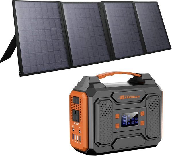 Solar Generator with Panel, 300W Portable Power Station with Solar Panel 40W, 110V Pure Sine Wave AC Outlet Electric Generator for Home Use Outdoor RV Camping X7153