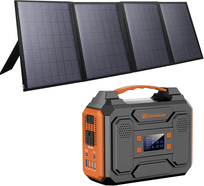 Solar Generator with Panel, 300W Portable Power Station with Solar Panel 40W, 110V Pure Sine Wave AC Outlet Electric Generator for Home Use Outdoor RV Camping X7153