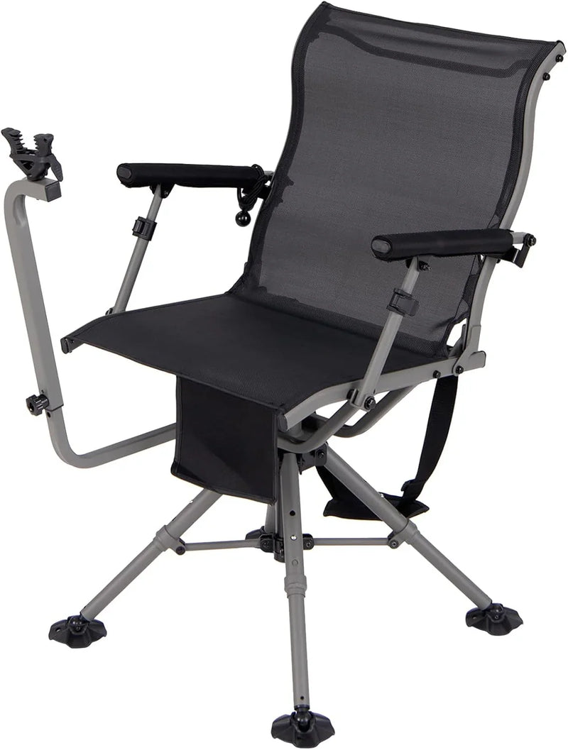 360° rotatable hunting seat, equipped with 4 extendable aluminum legs, adjustable gunstock, portable hunting shelter chair, equipped with carrying straps for outdoor activities. B9136