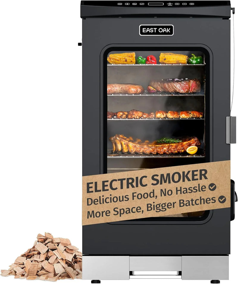 30" Electric Smoker, Outdoor Smoker with Glass Door & Meat Thermometer, 725 Sq Inch Large Capacity, 4 Detachable Racks for Backyard BBQ, Party, Outdoor Cooking Night Blue V7608