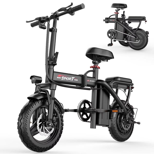 14 in Electric Bike with Dual Front Suspension 500W Folding Ebike, Up to 25Miles 20MPH, 48V Removable Lithium-Battery, 14 in Foldable Commuting... L8240