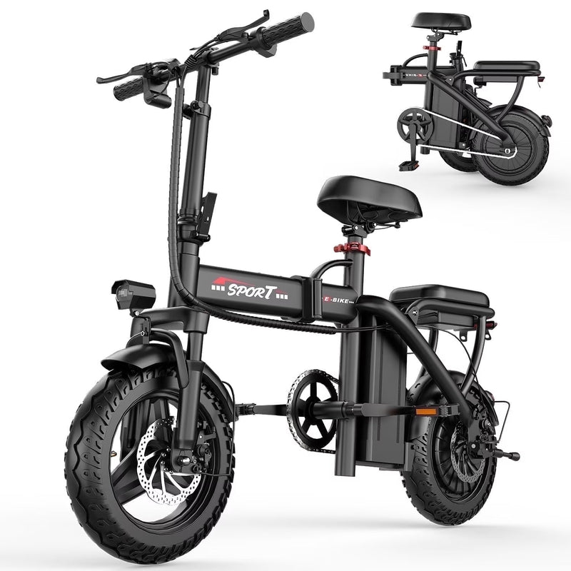 14 in Electric Bike with Dual Front Suspension 500W Folding Ebike, Up to 25Miles 20MPH, 48V Removable Lithium-Battery, 14 in Foldable Commuting... L8240