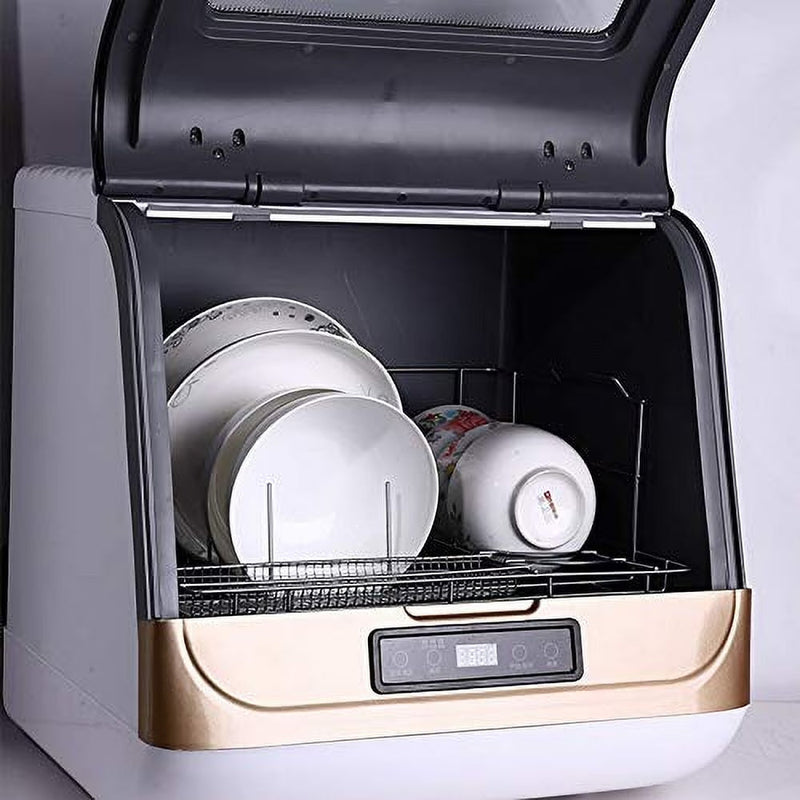 Countertop Dishwasher Kitchen Mini Portable Dish Bowl Washer Tabletop Automatic Dishwasher Deep Cleaning for Home, Apartment, RV (White Black) H7259