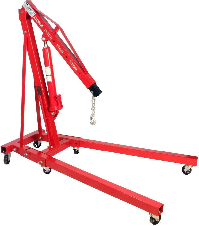 Dragway Tools 2 Ton Folding Hydraulic Engine Hoist Cherry Picker Shop Crane Hoist Lift with 6 Fully Rotating Caster Wheels V8779