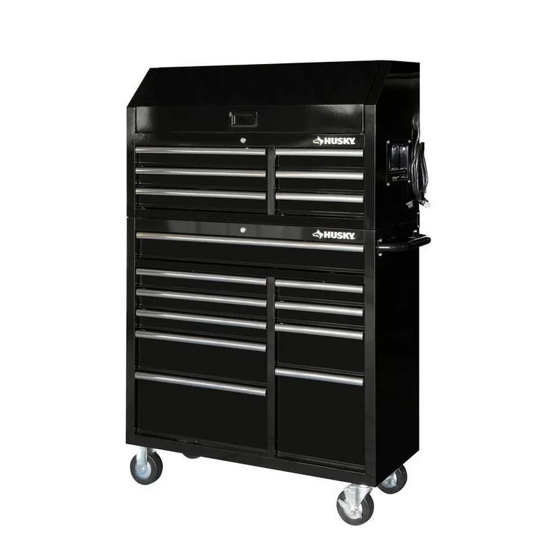 41 in. 16-Drawer Tool Chest and Cabinet Combo in Gloss Black P3176