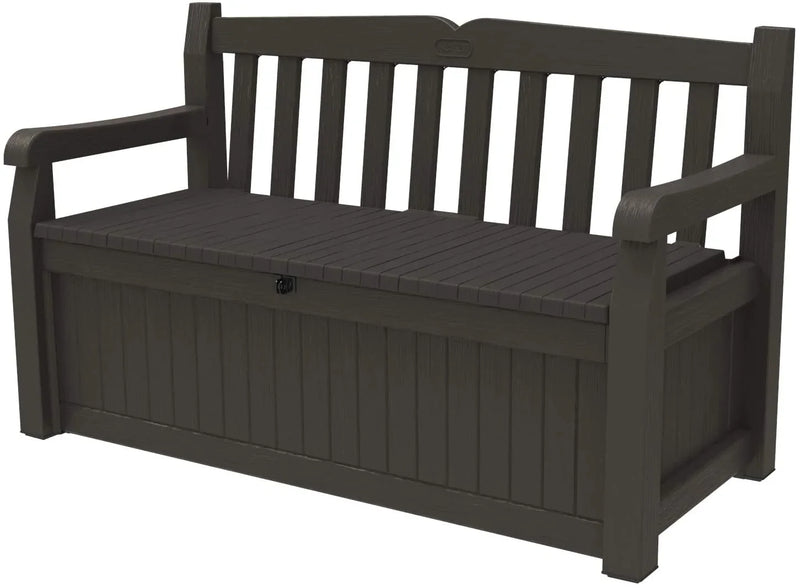 70 Gallon Storage Bench Deck Box for Patio Furniture, Front Porch Decor and Outdoor Seating -- Perfect to Store Garden Tools and Pool Toys, Brown L9380