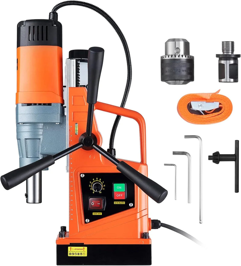 Mag Drill Press, 1550W 2" Boring Diameter, 2922lbf Power Magnetic Drill, 500 PRM, 10-Speed, Electric Drilling Machine for Metal Surface, Industrial and Home Improvement E0965