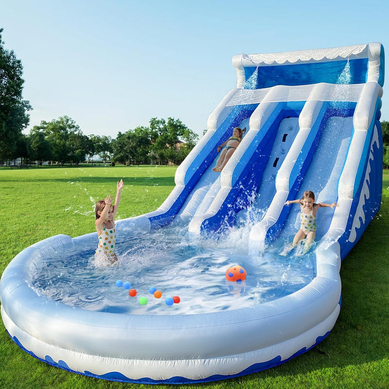 Large Inflatable Water Slide Swimming Pool Play Center, Commercial Grade Lightweight Premium Water Slide Bounce House 20.6x9.5x9.3Ft for Kids and Adults (with Blower) R7134