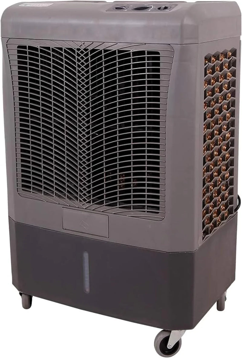 Portable Swamp Coolers - 1300 CFM MC18M Evaporative Air Cooler with 2-Speed Fan, 53.4 dB - 500 sq. ft. Coverage Evaporative Air Cooler Portable High Velocity Outdoor Cooling Fan by Hessaire - White K1488