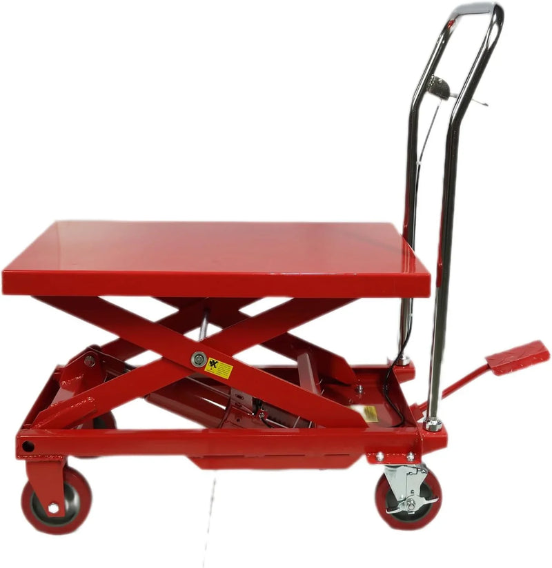 500LBS Hydraulic Lift Table Cart, 30" Lifting Height., Double Scissor Lift Table with 4 Wheels and Non-Slip Pad, Hydraulic Scissor Lift Table for Material Handling and Transportation R1491