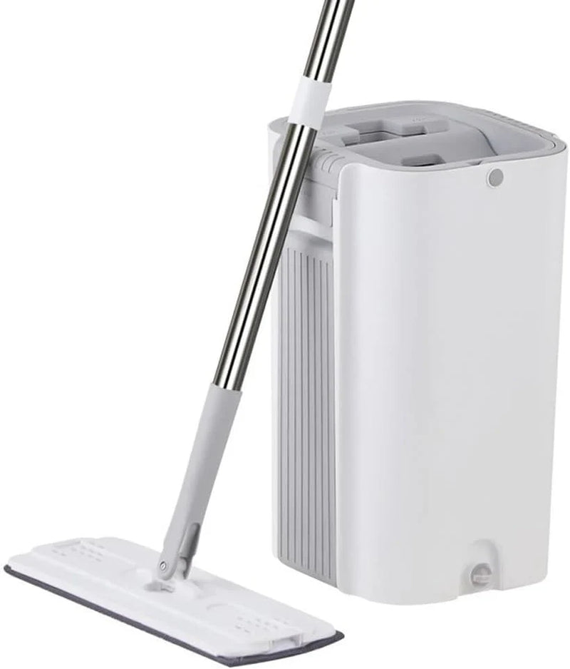 A handless flat mop set, suitable for household cleaning, with a mop bucket that can be used for both dry and wet cleaning. C0858