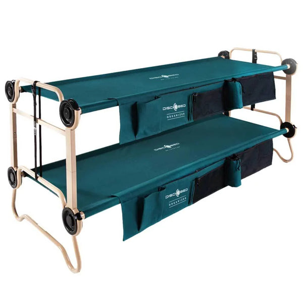 Large Cam-O-Bunk Benchable Double Cot with Storage Organizers, Green E7048