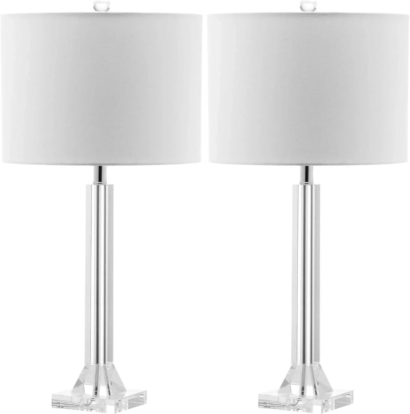 27" Modern Crystal Table Lamp 2-Pack with Linen Shade for Bedroom Living Room Home Office Desk Nightstand with LED Bulb Suitable Room, Dormitory, Office Q2603