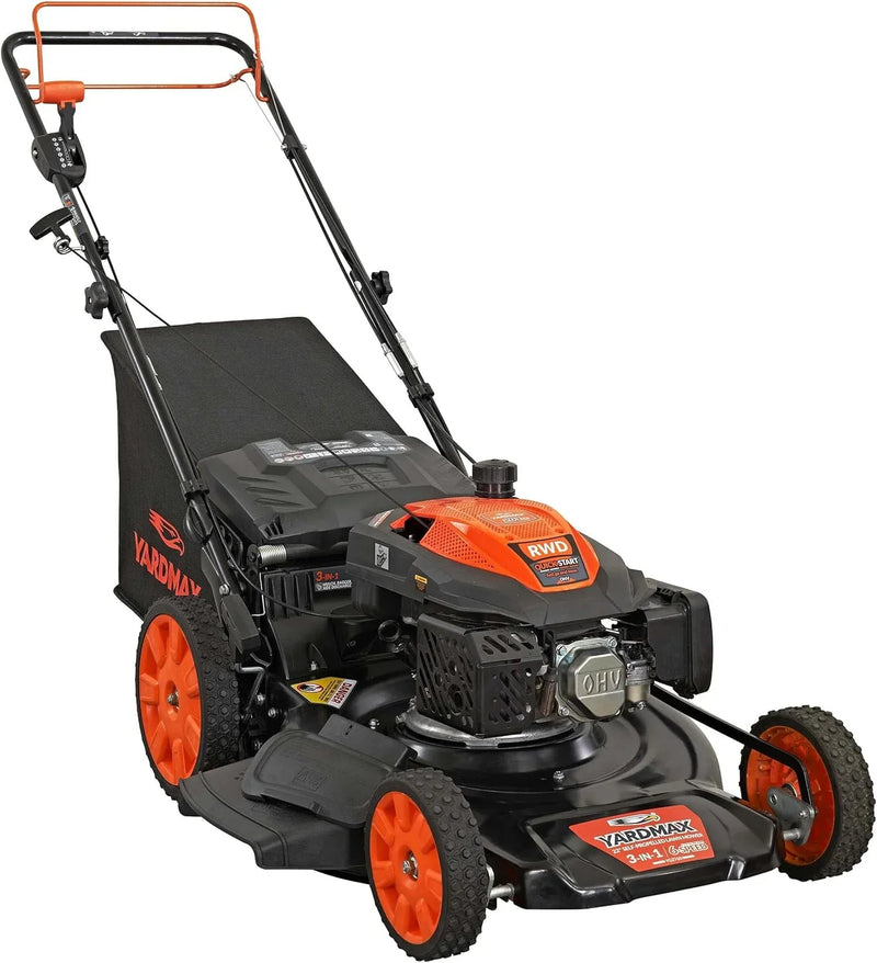 22 in. 201cc Select PACE 6 Speed CVT High Wheel RWD 3-in-1 Gas Walk Behind Self Propelled Lawn Mower, Black D2135