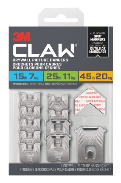 Claw DrywAll Picture Hangers Assorted Kit, 45-lb Capacity Q9234