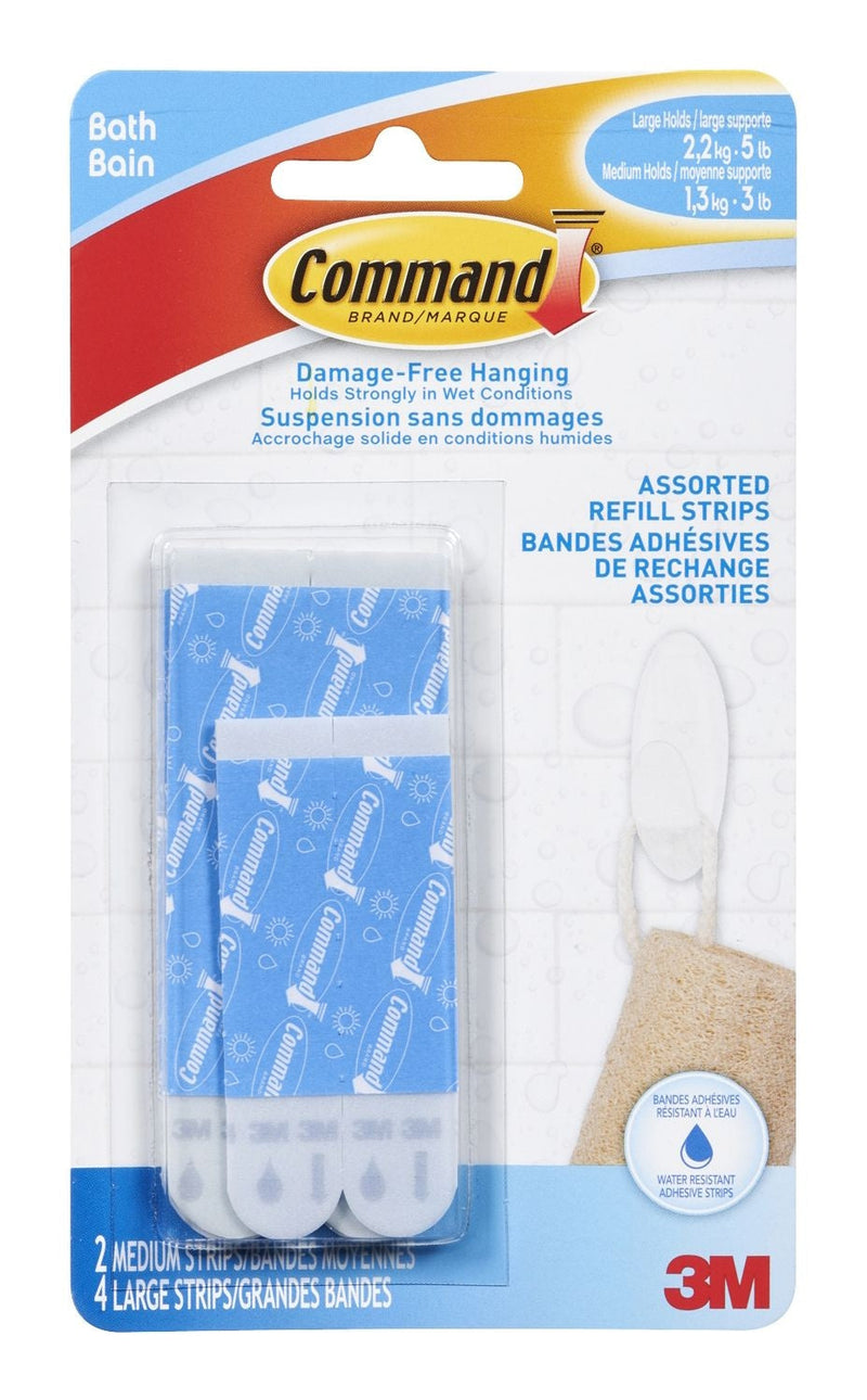 Command Bathroom Refill Strips, Assorted Sizes M3066