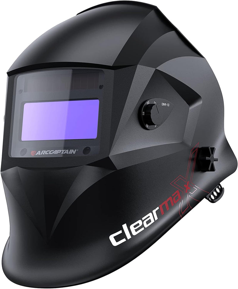 Welding Helmet Auto Darkening, True Color Solar Powered Welding Mask with 4 Arc Sensor, 1/1/1/1 Optical Clarity and Adjustable Shade 4/9-13 Welder Helmet V9446