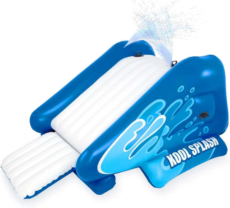 Kool Splash Inflatable Water Slide Swimming Pool Play Center with Built in Sprayers for Kids and Adults, Ages 6 and Up, Blue C8780