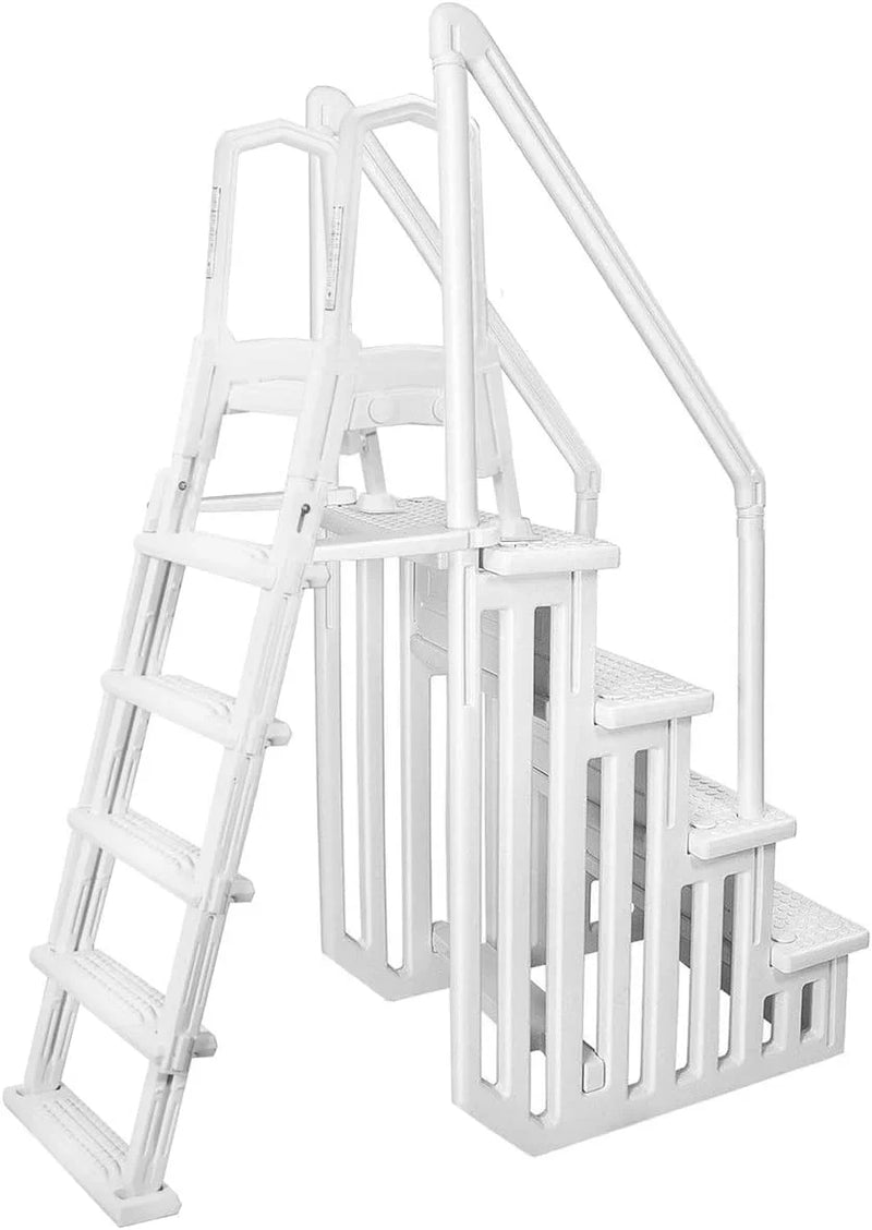 Deluxe Above-Ground Pool Ladder A-Frame Swimming Non-Sliip Step Ladder, White W4882