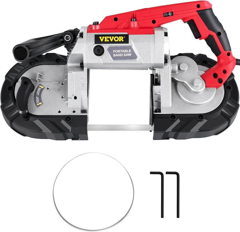 Portable Band Saw, 110V Removable Alloy Steel Base Corded Band Saw, 5 Inch Cutting Capacity Hand held Band Saw,Variable Speed Portable Bandsaw, 10Amp Motor Deep Cut Band saw for Metal Wood P6550