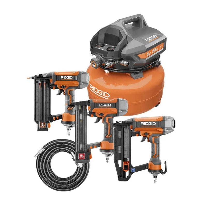 6 Gal. Portable Electric Pancake Air Compressor w/ 18GA Brad Nailer, 16GA Straight Finish Nailer, & 18GA Finish Stapler R69603FK W0785