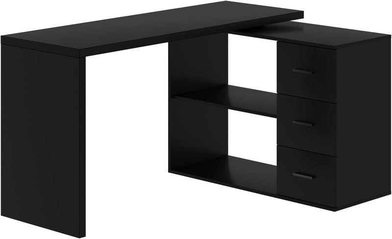 L Shaped Desk with Drawers Shelves, Corner Home Office Desk with Storage Cabinet, Large Wood Computer Desk for PC Executive Work Writing Study, Modern Living Room Bedroom Table,White Oak,60 in W7637