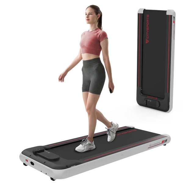 Citysports Treadmill Portable Walking Pad, Adjustable Speed with APP, LCD Screen Calorie Counter, Ultra Thin and Silent (Black White) T6706