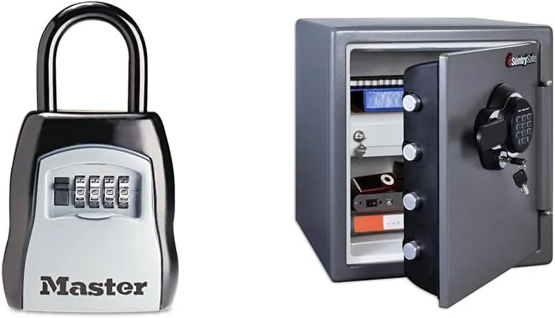 Key Lock Box, Outdoor Lock Box Bundle with SentrySafe Fireproof and Waterproof Safe, 1.23 Cubic Feet T2602