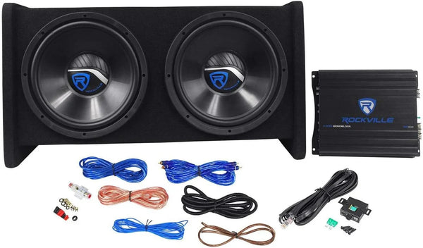 RV12.2B 1200W Dual 12" Car Subwoofer Enclosure Mono Amplifier Amp Kit Y5726