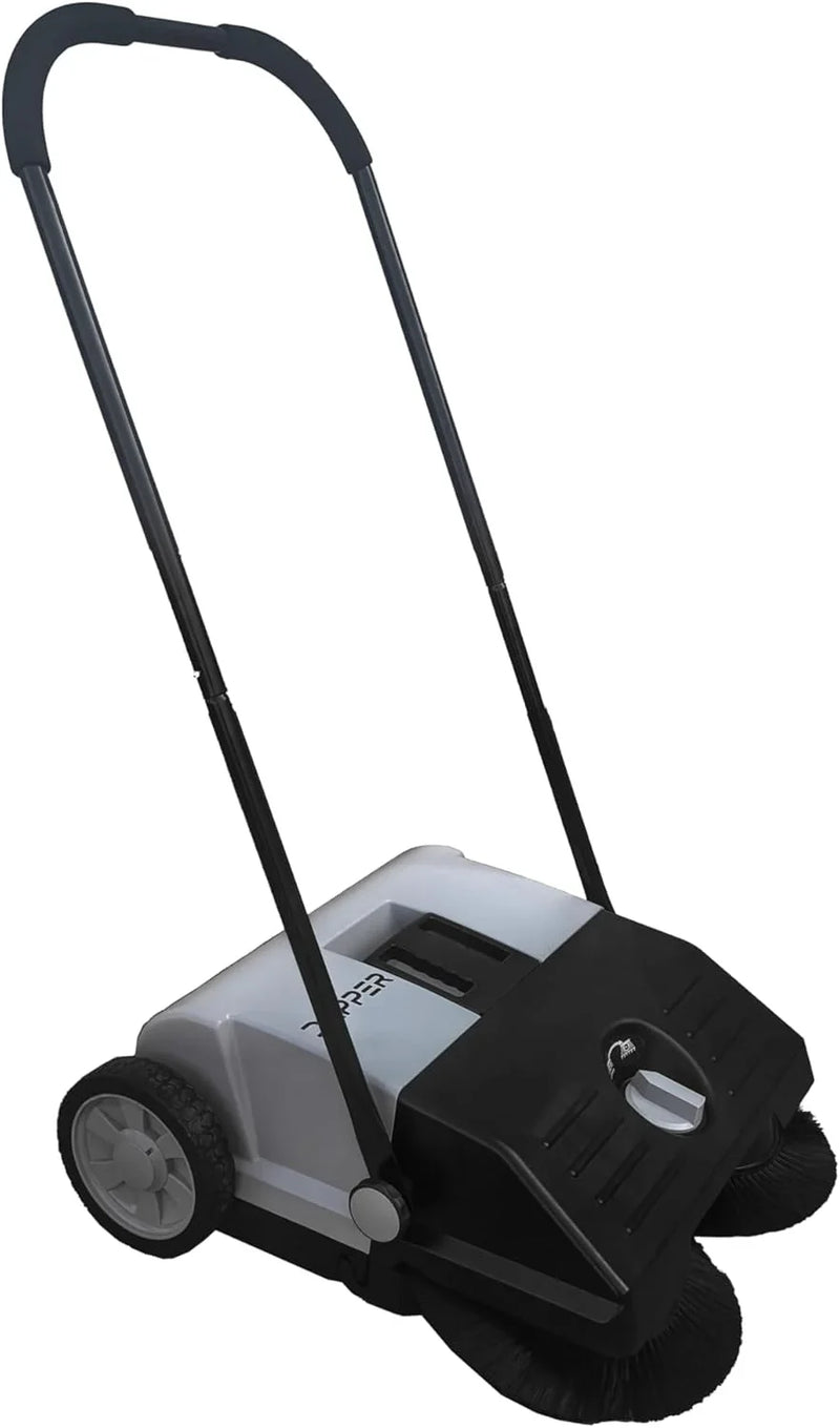 Walk-Behind Outdoor Hand Push Floor Sweeper - 5.25 Gallon Capacity - 25.5" Sweeping Width - Sweeps up to 27,900 ft² / Hour, Grey A8354