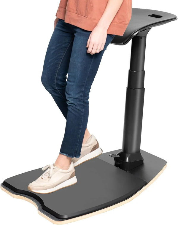 Ergonomic inclined standing desk with chair, portable height-adjustable anti-fatigue cushion, suitable for home and office, black X6925