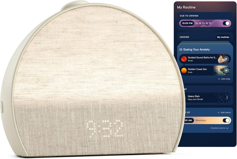 Sunrise alarm clock, audio equipment, smart lamp (rubber material) - White noise mode, screen-free sleep program V7470