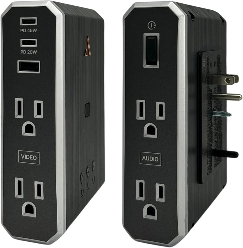 Austere VII Series Wall Power, 4 Outlets Surge Protector Power Strip, 2 USB C & 1 USB A, 2.4 amps, 45W & 20W Power Delivery | 3500 Joules, EMI/RFI Filtering, 6 Year Component Guarantee I2667