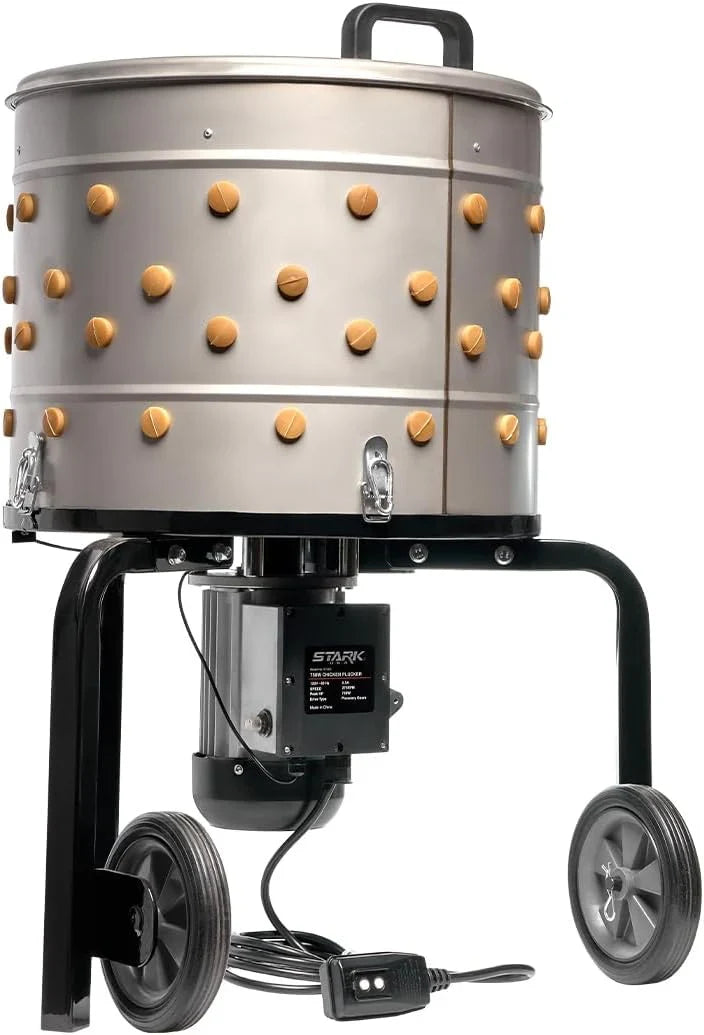 750W Chicken Plucker Poultry De-Feather Remover with 92 Soft Fingers Feather Plucking Machine 20" Drum Stainless Steel Q6317