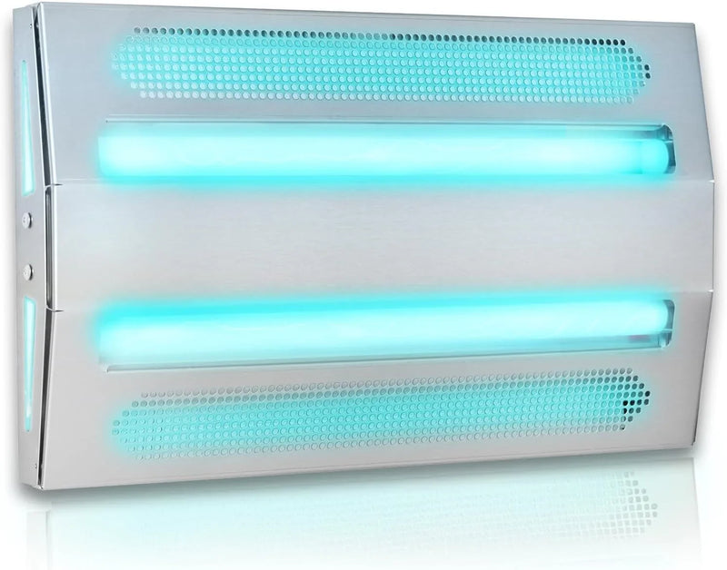 An indoor wall-mounted ultraviolet fly trap, used for catching flies, moths, mosquitoes and other flying insects. W8546
