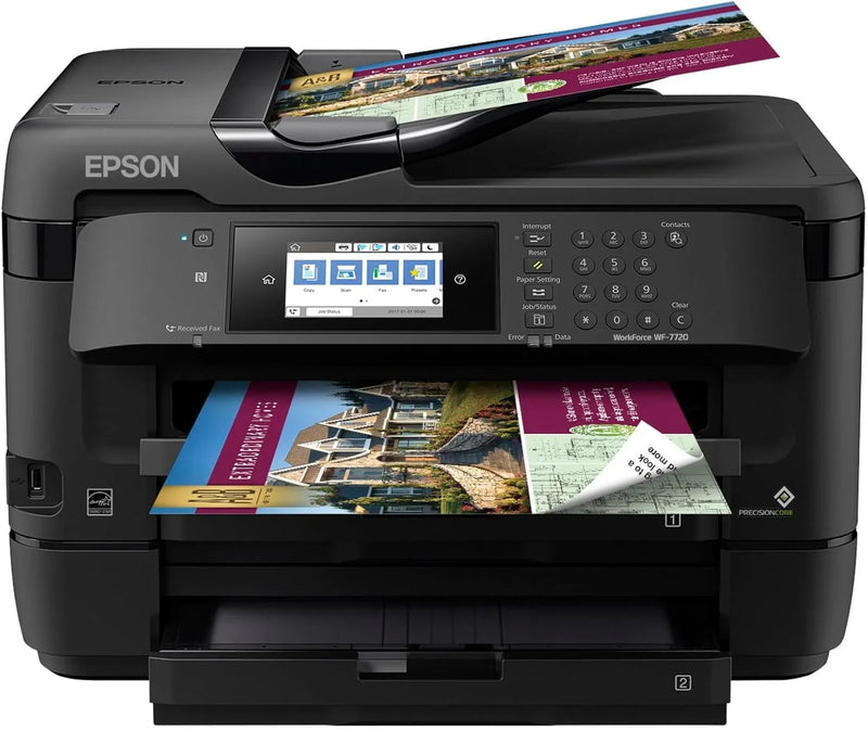 Wireless wide-format color inkjet printer, featuring functions of copying, scanning, faxing, wireless connection and Ethernet. I1624