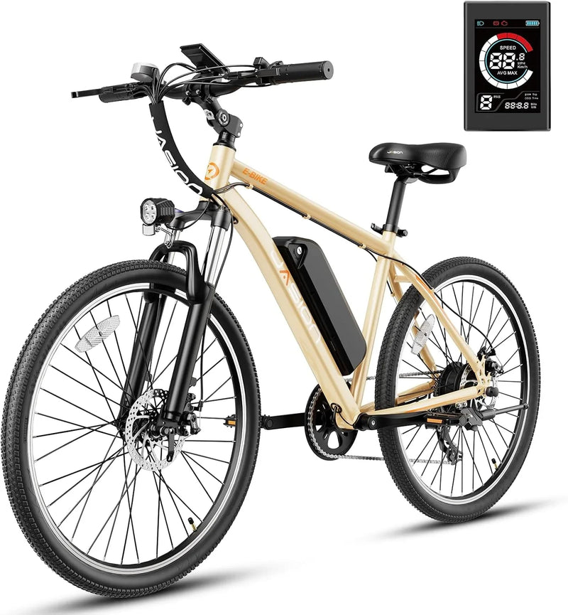 EB5 Electric Bike for Adults with Peak 500W Brushless Motor, 40Miles 20MPH Commuting Electric Mountain Bike with 360Wh Removable Battery, 7-Speed, 26" Tires and Front Fork Suspension U1014